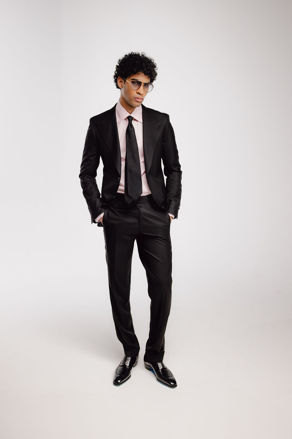 Man wearing Antar Levar Midnight Mirror suit