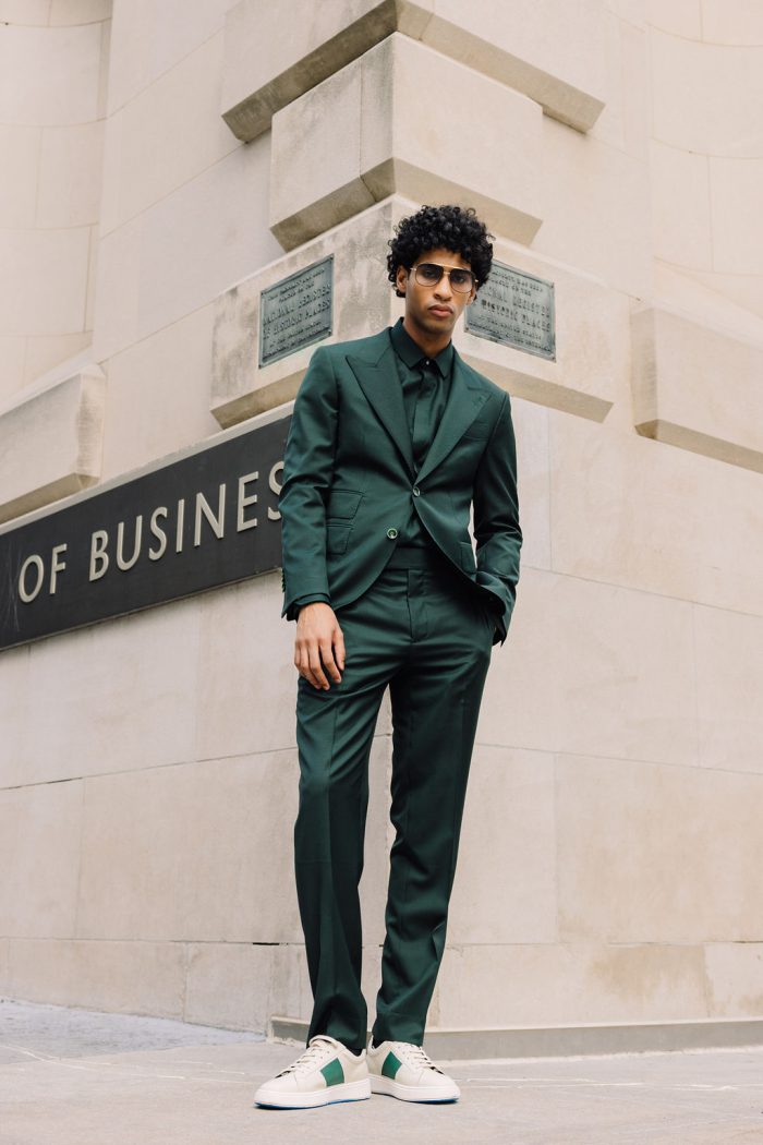 Man wearing Antar Levar Emerald Elite suit