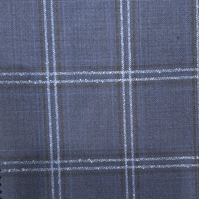 Navy Double Stripe Windowpane